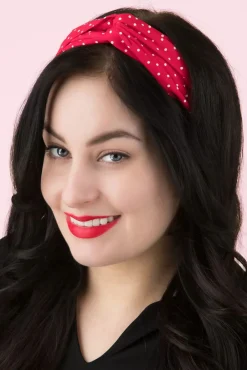 Adelaide Polkadot Elastische Haarband In Rood