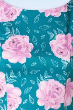 Adriana Swingjurk Met Bloemenprint In Groenblauw Blauw