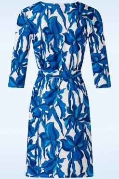 Amira Flower Jurk In Blauw En Wit