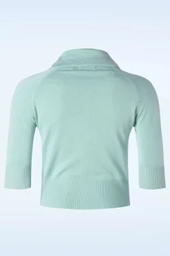 April Cardigan Met Korte Mouwen In Aqua Blauw