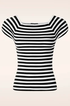 Audrey Gestreepte Top In Zwart