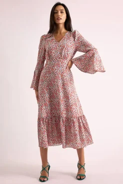 Bathilde Strawberry Fields Midi Jurk In Multi