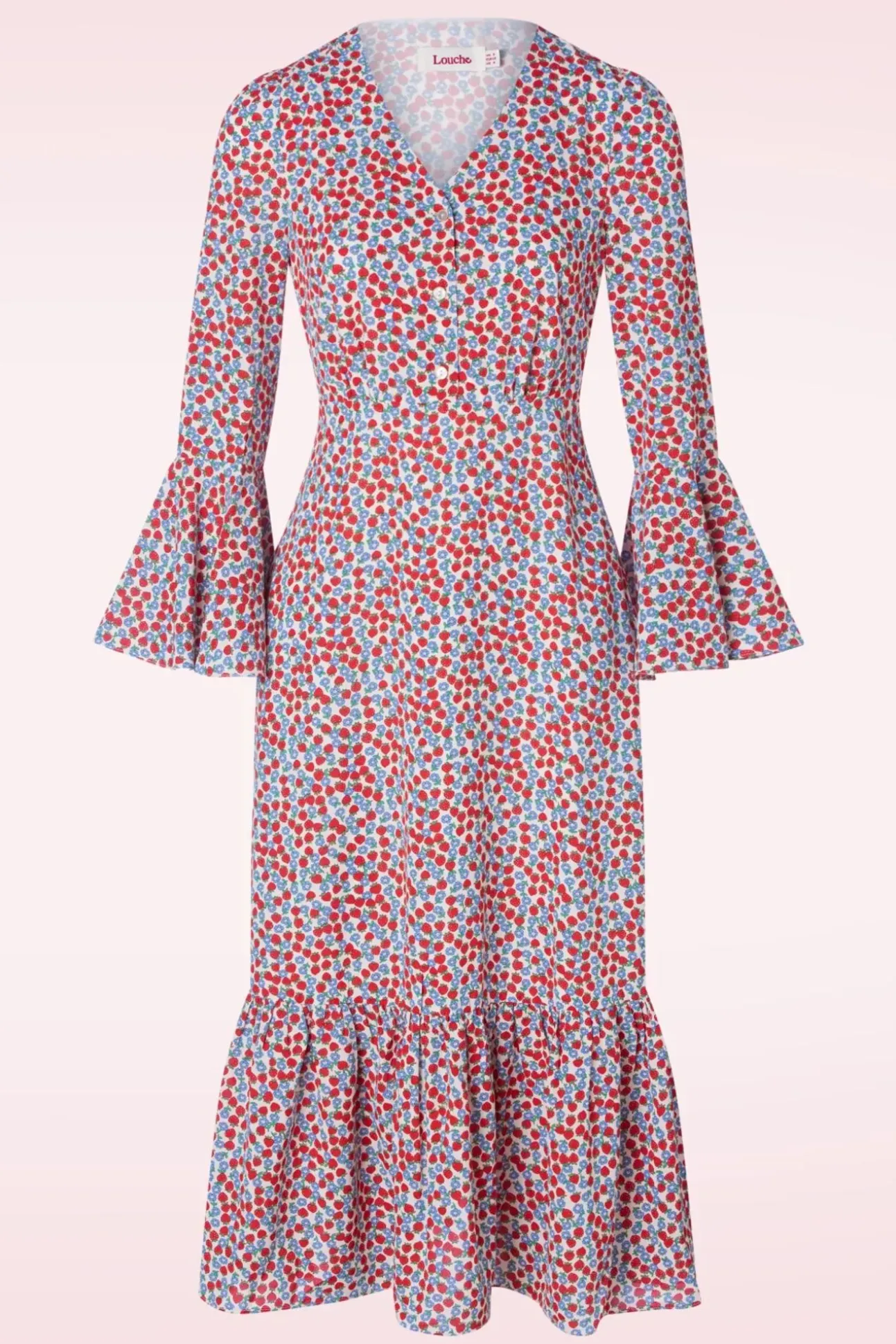 Bathilde Strawberry Fields Midi Jurk In Multi