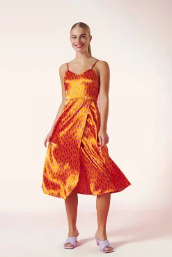 Bella Midi Jurk In Oranje
