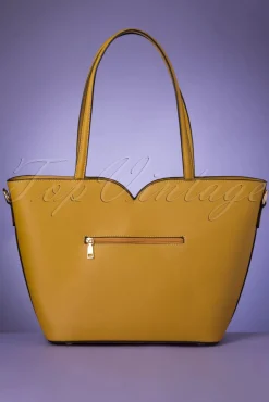 Bow Front Geschulpte Shopper Tas Mosterd Geel