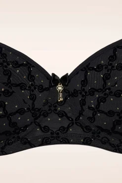 Calliope Balconette Bh In Zwart En Goud Print