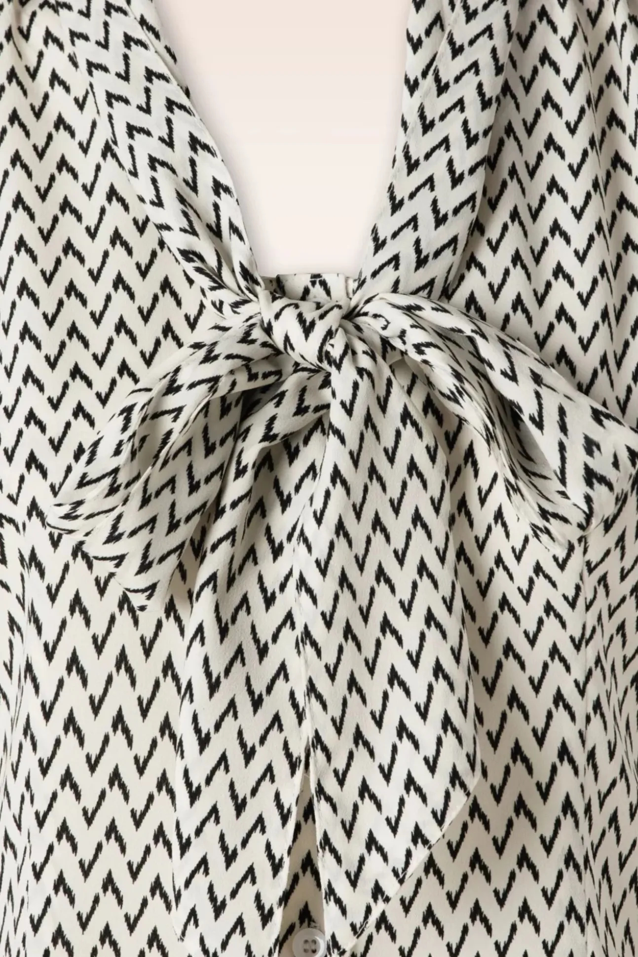 Crepe Bow Long Sleeve Top In Creme