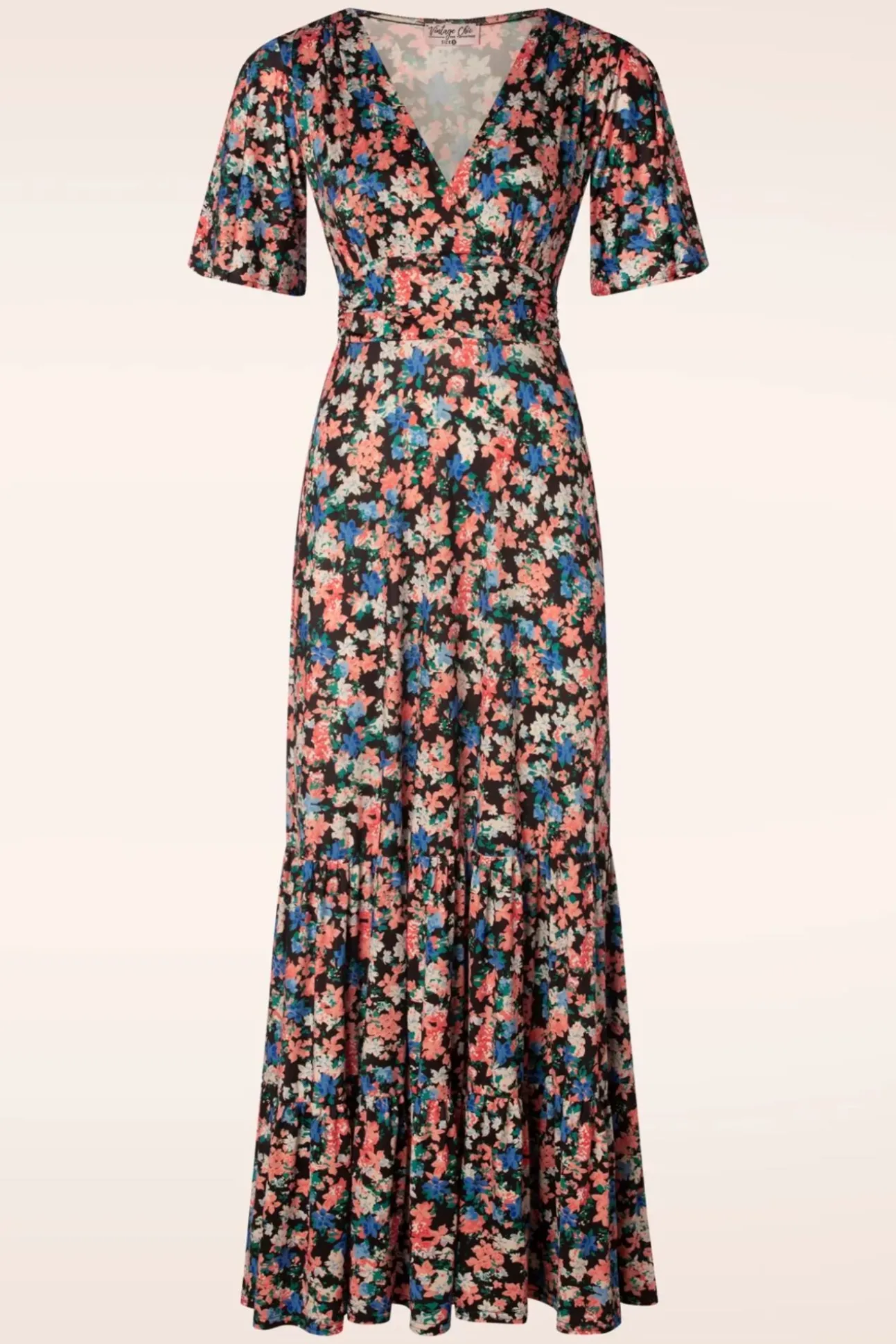 Ditsy Maxi Jurk In Zwart