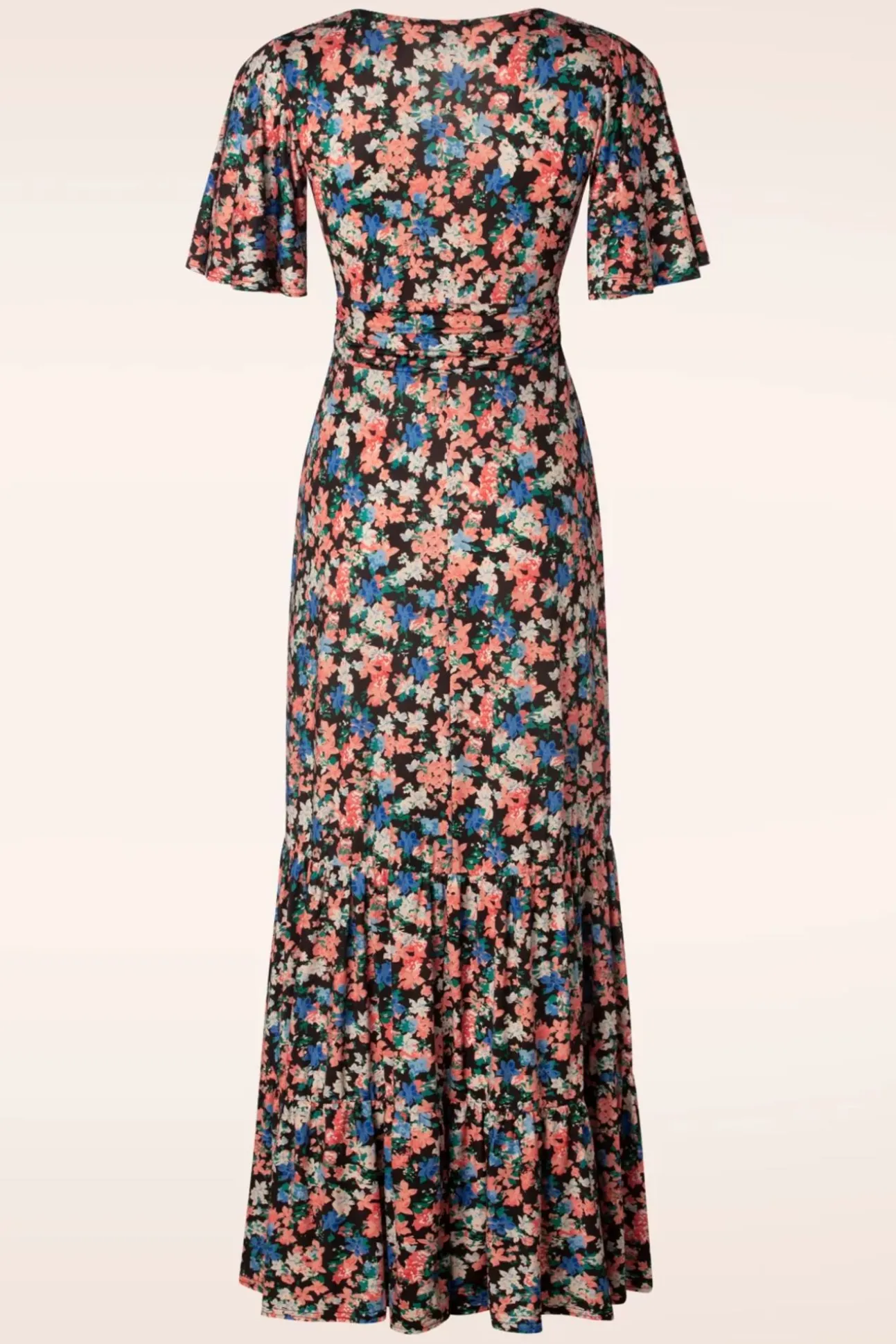 Ditsy Maxi Jurk In Zwart