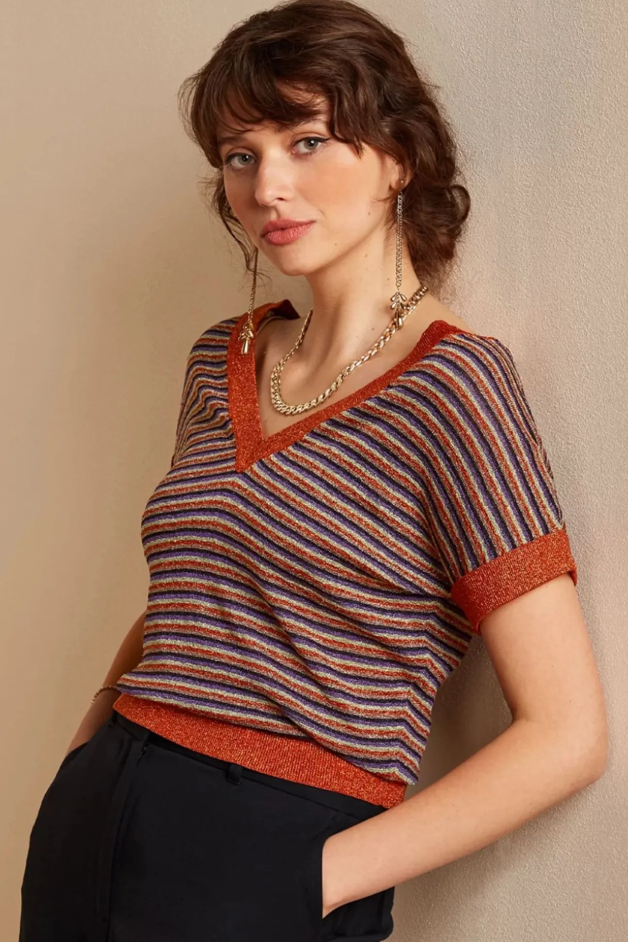 Double V Top Stardust In Karamel