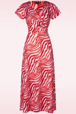Elena Maxi Jurk In Roze En Rood