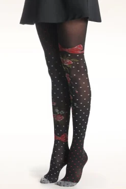 Flower And Polkadots Panty In Zwart