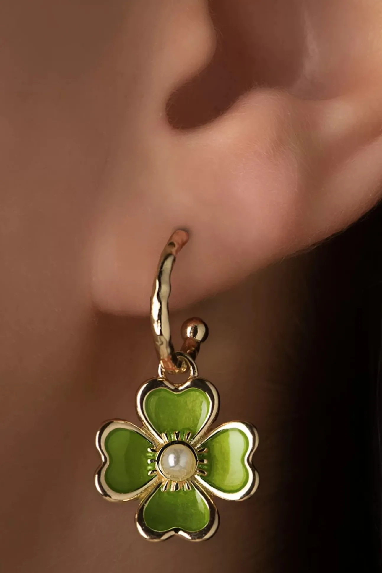 Flower Love Oorbellen In Goud En Groen