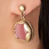Gold Plated Cat Eye Oorstekers In Roze