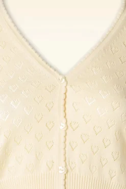 Heart Ajour Vest In Creme