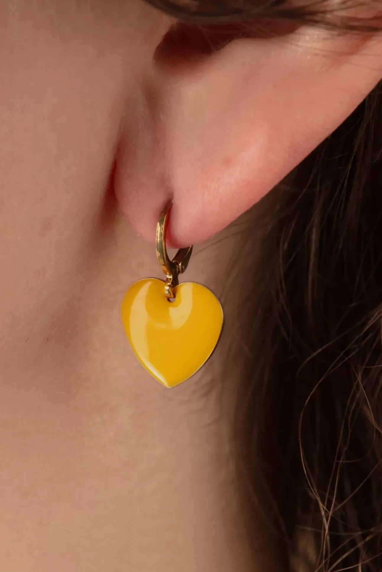 Heart Oorbellen In Geel