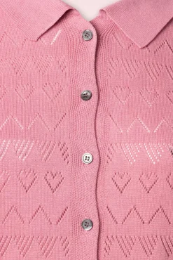 Heart Waves Cardigan In Roze
