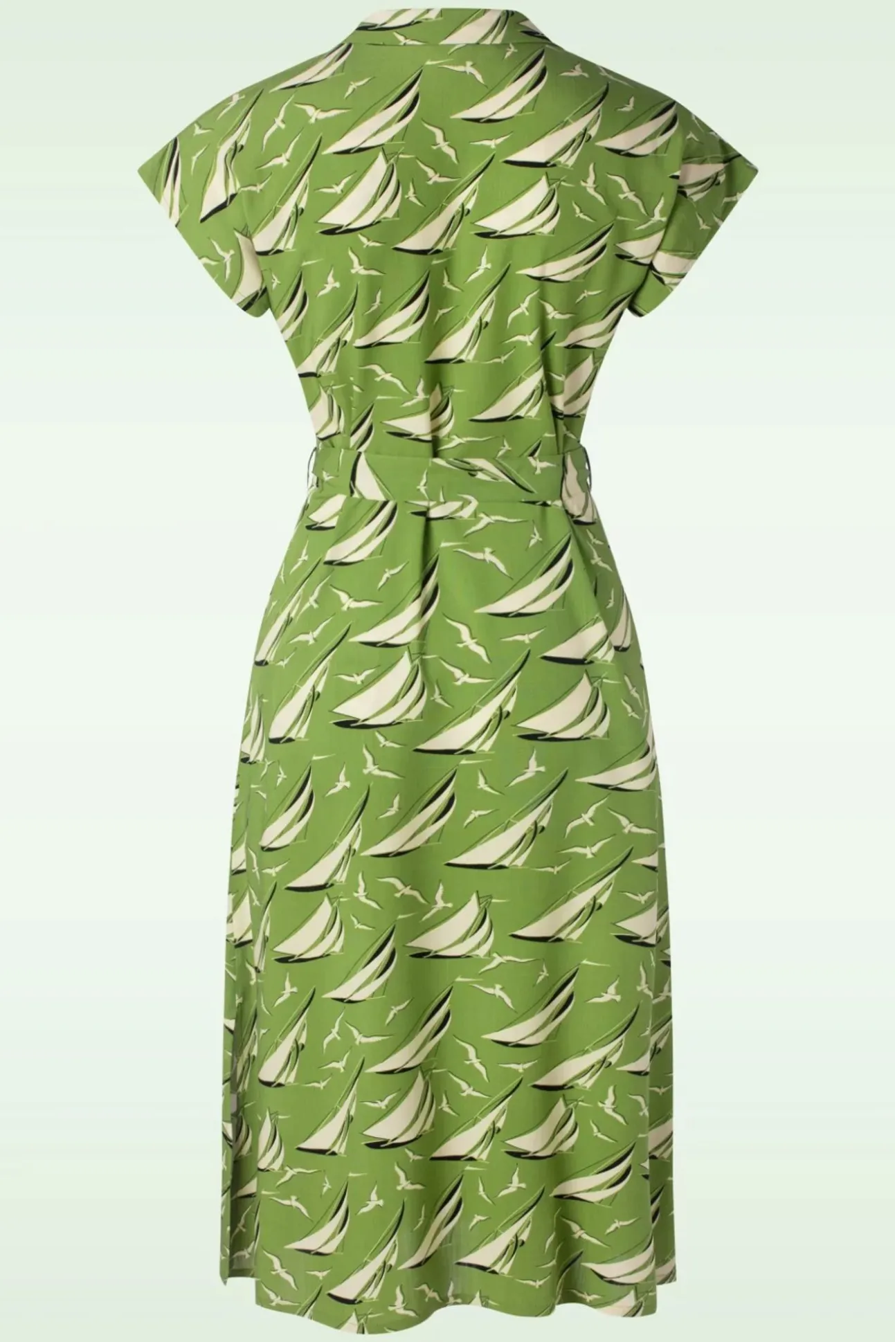 Irene Bateau Midi Jurk In Woodbine Groen