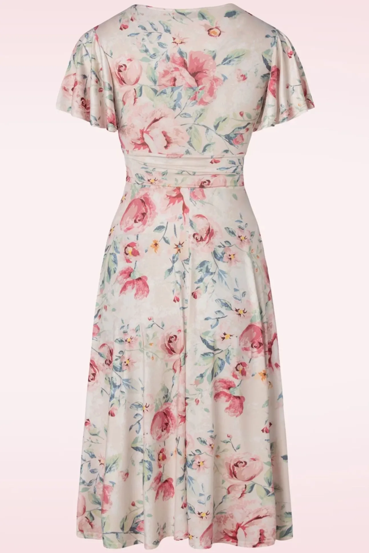Irene Flower Overslagswingjurk In Zijdeachtig Creme