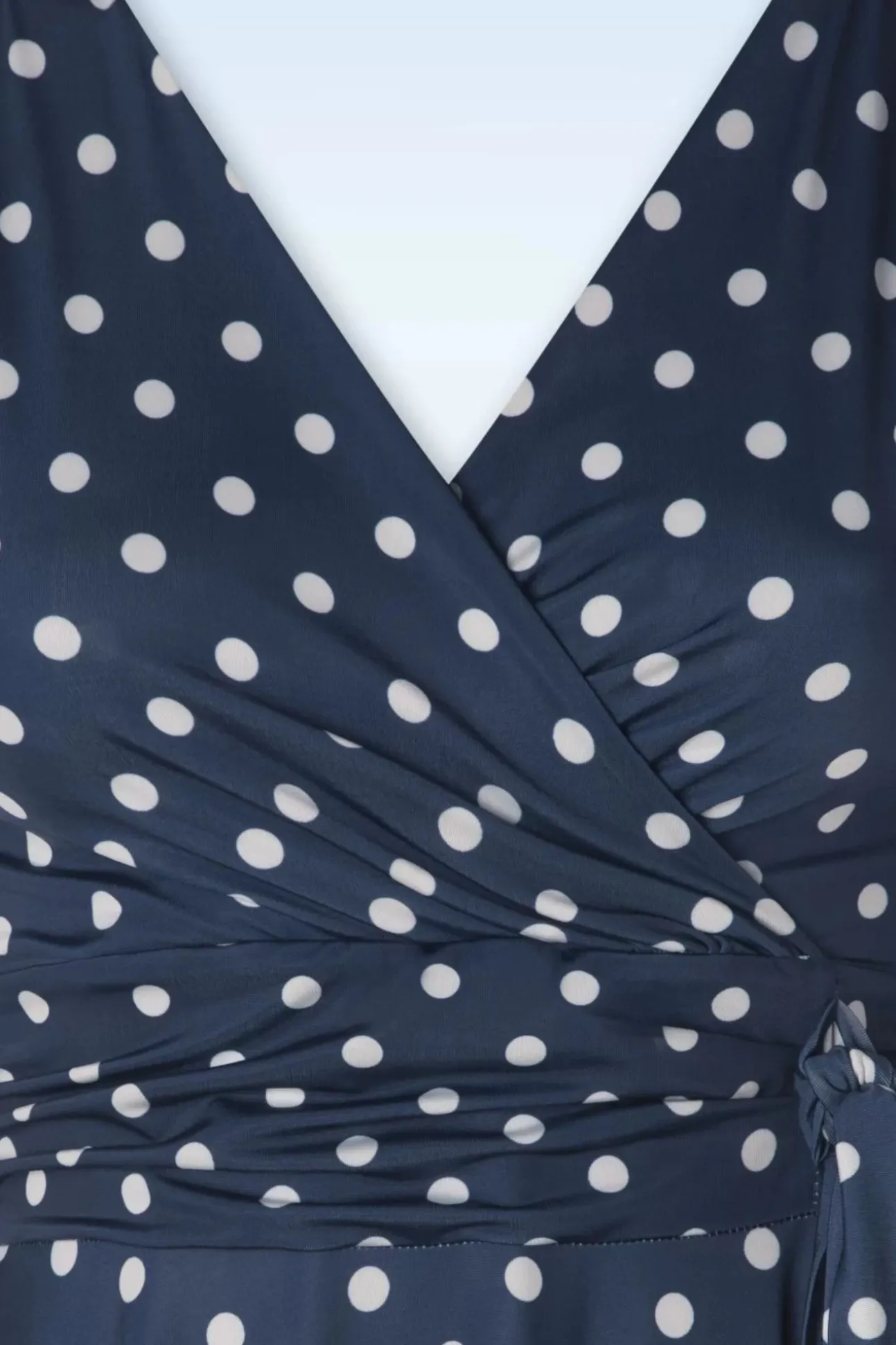Irene Polkadot Cross Over Swing Jurk In Marineblauw
