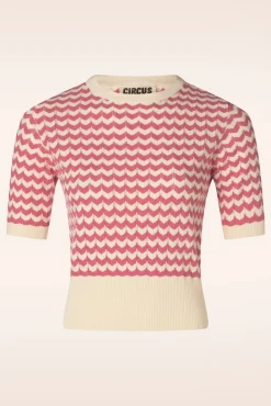 June Sweater In Gebroken Wit En Kers