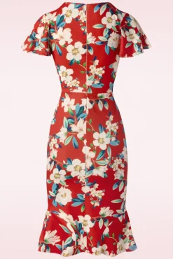Katie Penciljurk Met Bloemenprint In Warm Rood