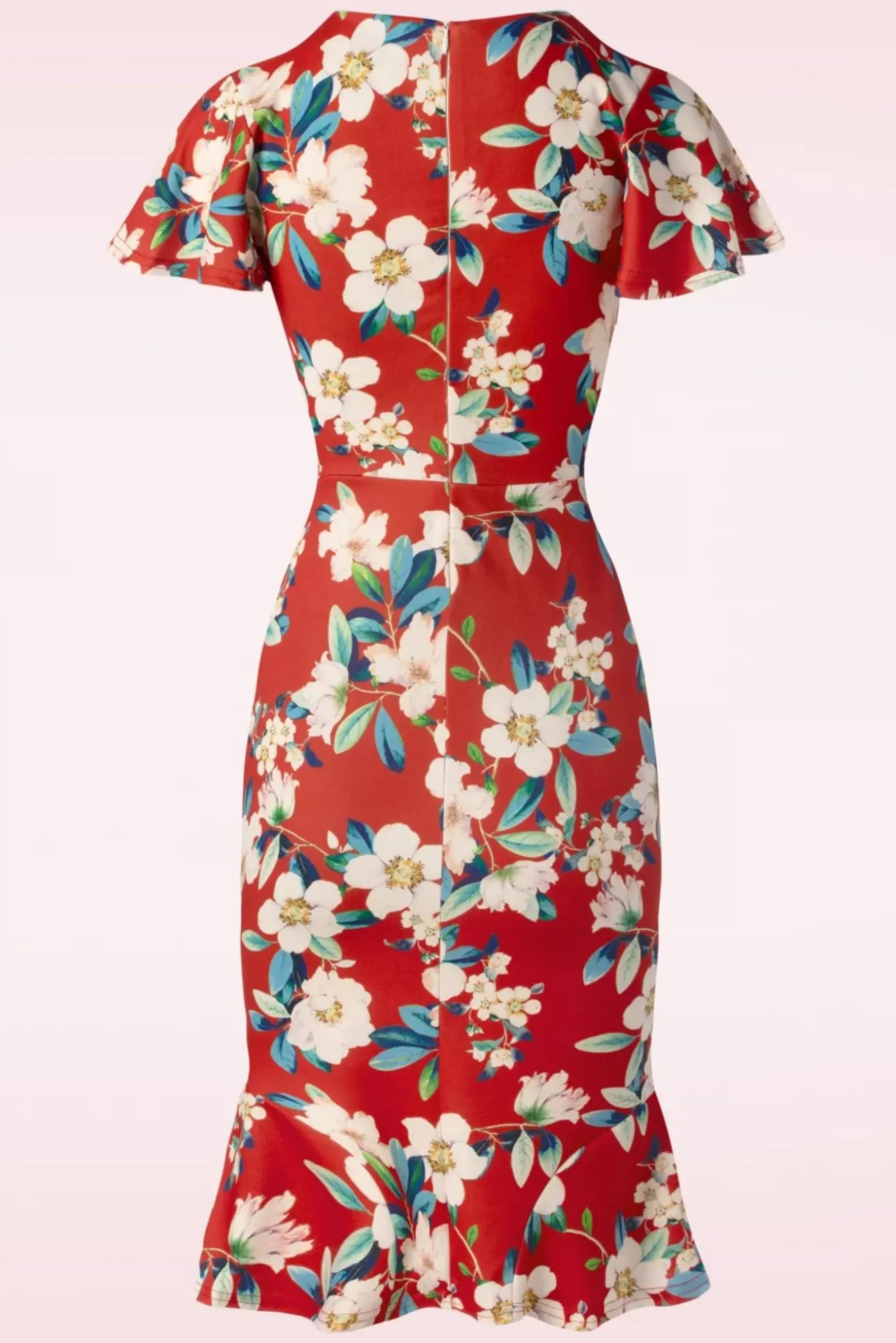 Katie Penciljurk Met Bloemenprint In Warm Rood