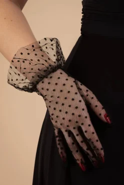 Korte Handschoenen In Zwart Mesh