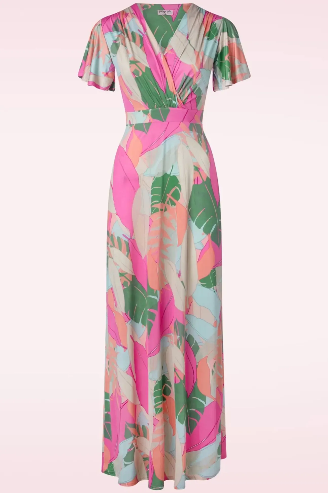 Laurie Maxi Jurk In Multi Pastle Leaves