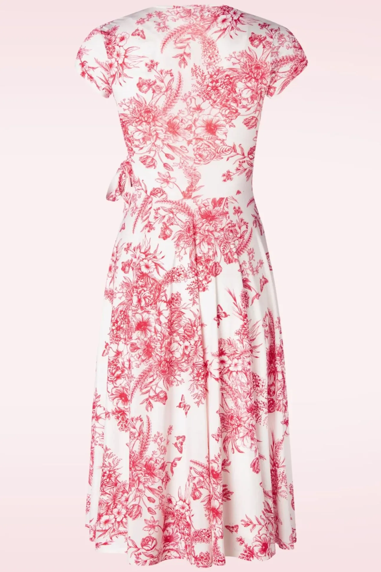 Layla Floral Swing Jurk In Wit En Rood