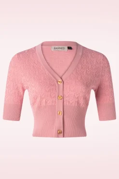 Love Heart Cardigan In Poederroze