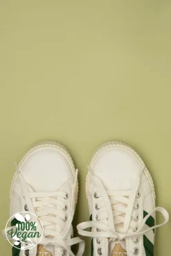 Mark Cox Tennissneakers In Gebroken Wit En Donkergroen
