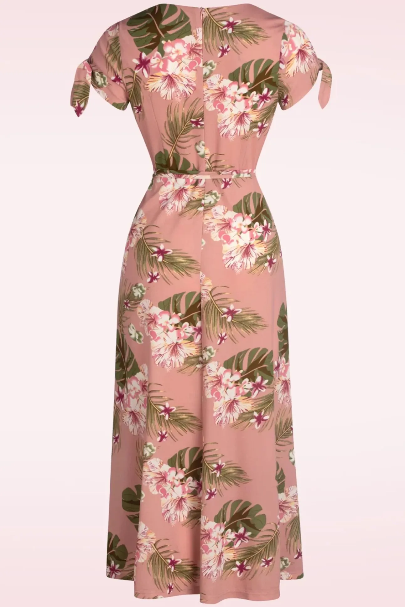 Midi-Jurk Met Tropische Bloemen In Roze