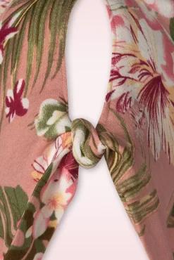 Midi-Jurk Met Tropische Bloemen In Roze