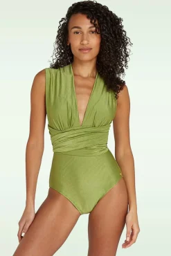 Multiway Badpak In Shiny Groen Rib