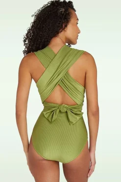 Multiway Badpak In Shiny Groen Rib