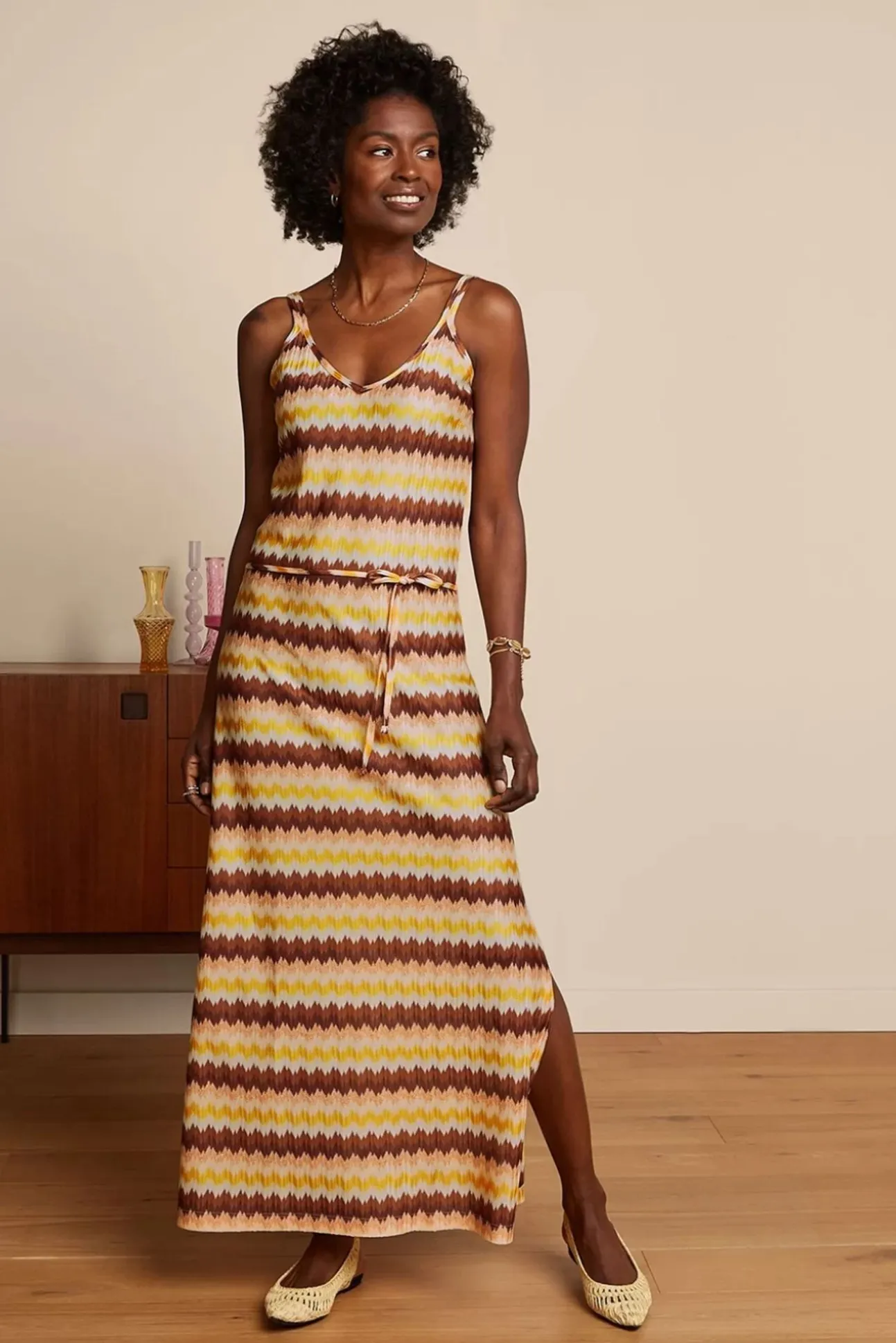 Nadya Maxi Jurk Carmine In Mock Oranje