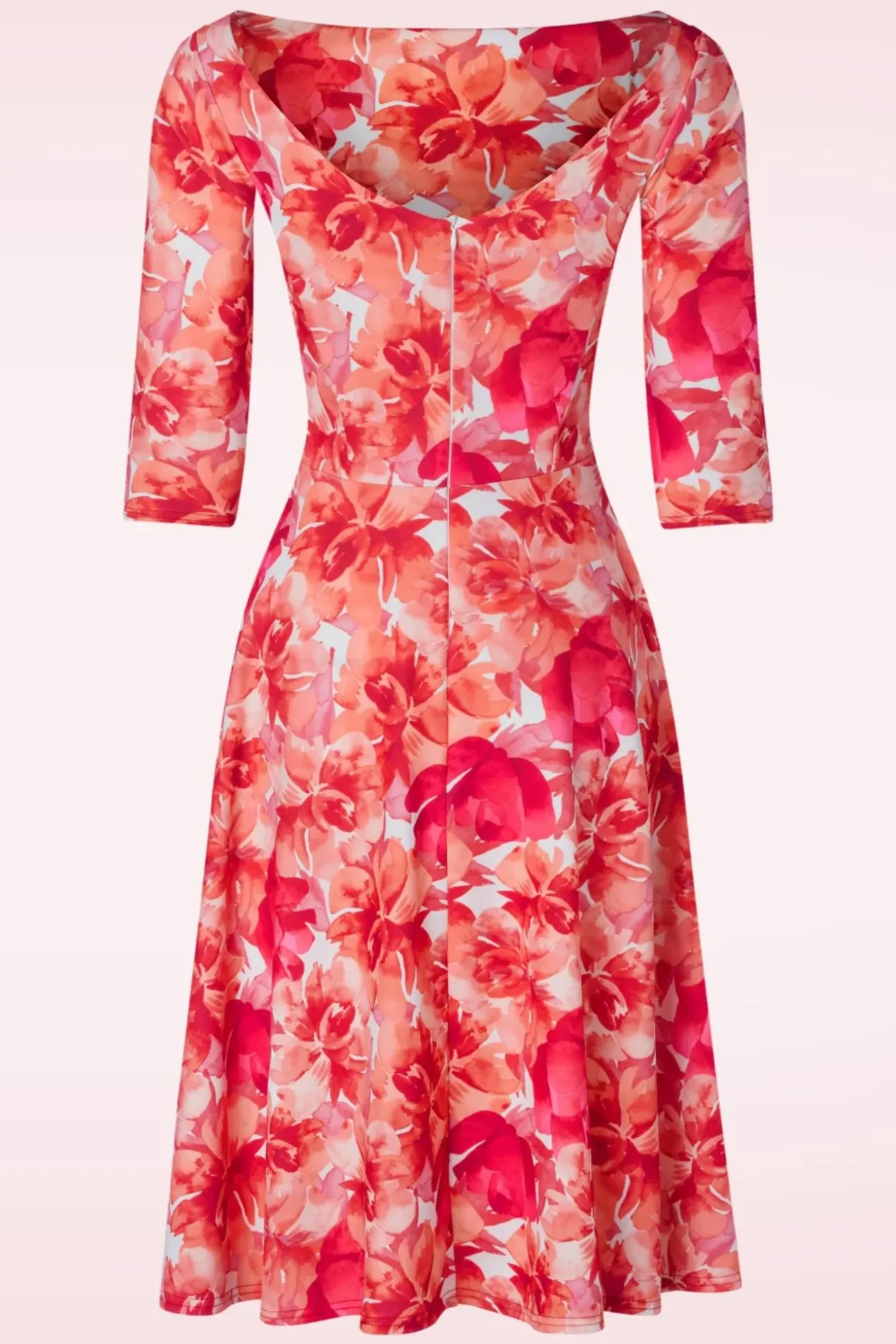 Nina Flower Swing Jurk In Rood