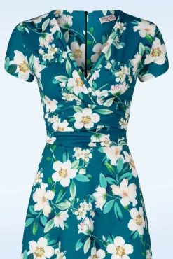 Rinda Bloemen Maxi Jurk In Blauw