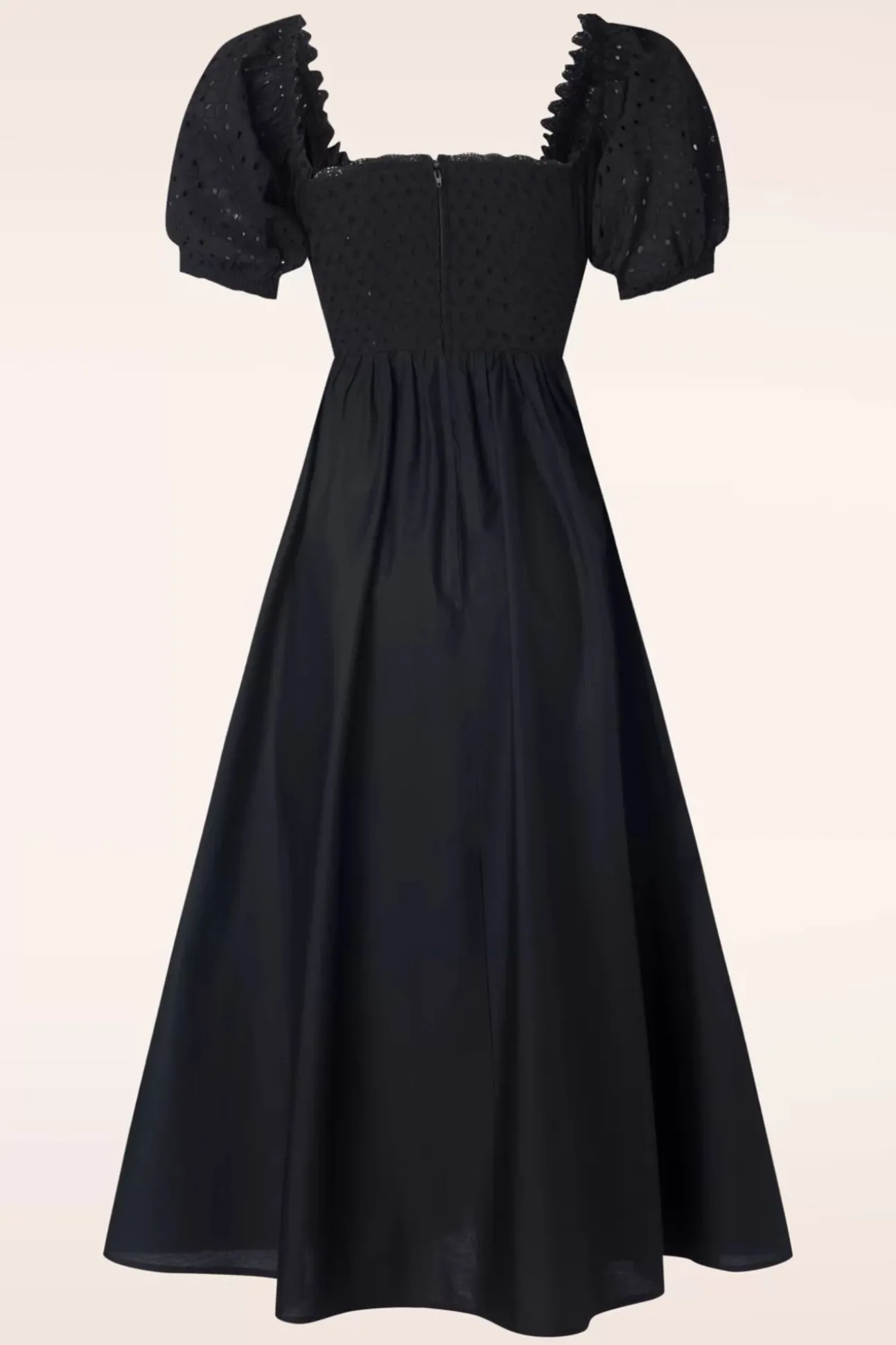 River Embroidery Swing Jurk In Zwart