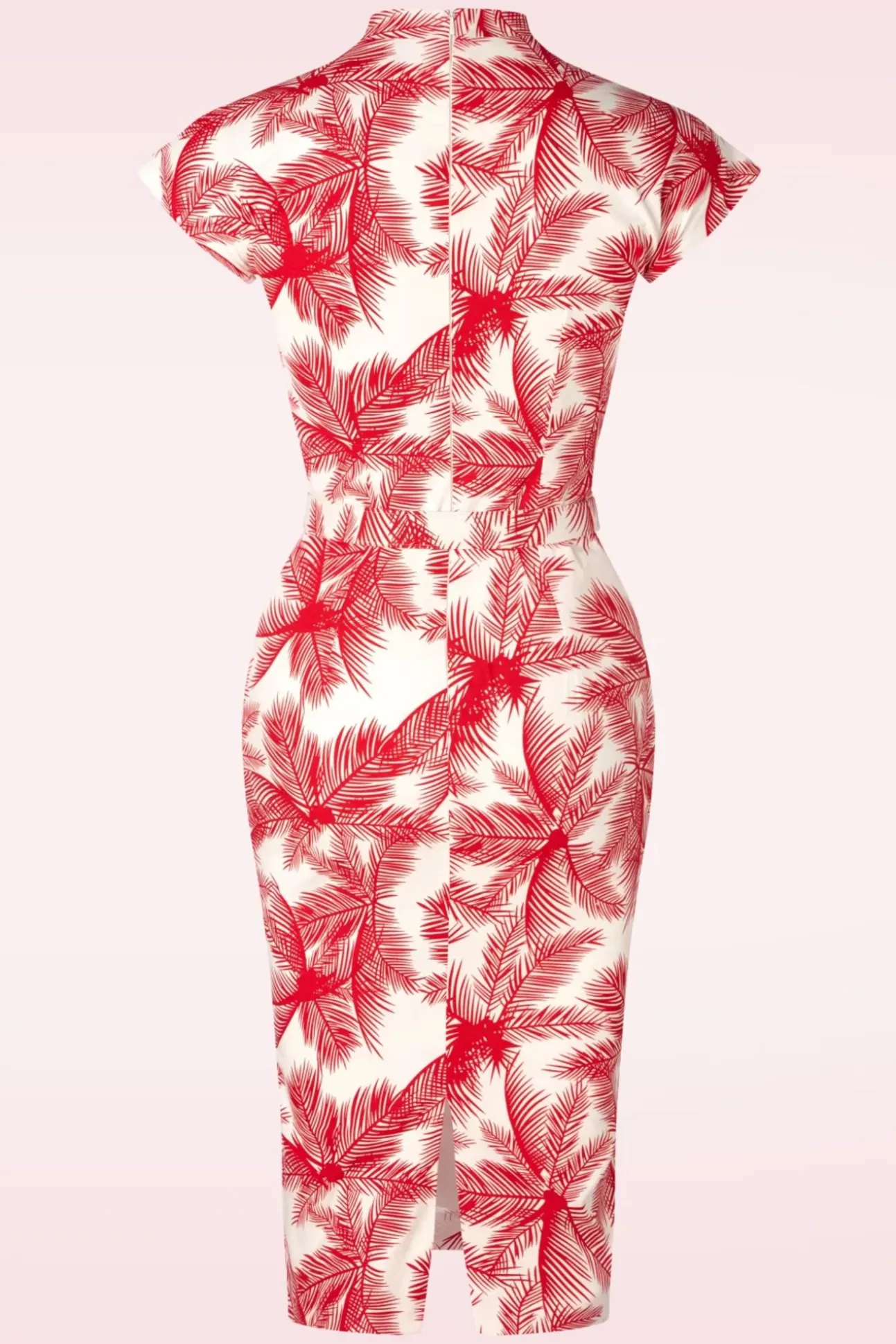 Ruby Palm Pencil Jurk In Wit En Rood