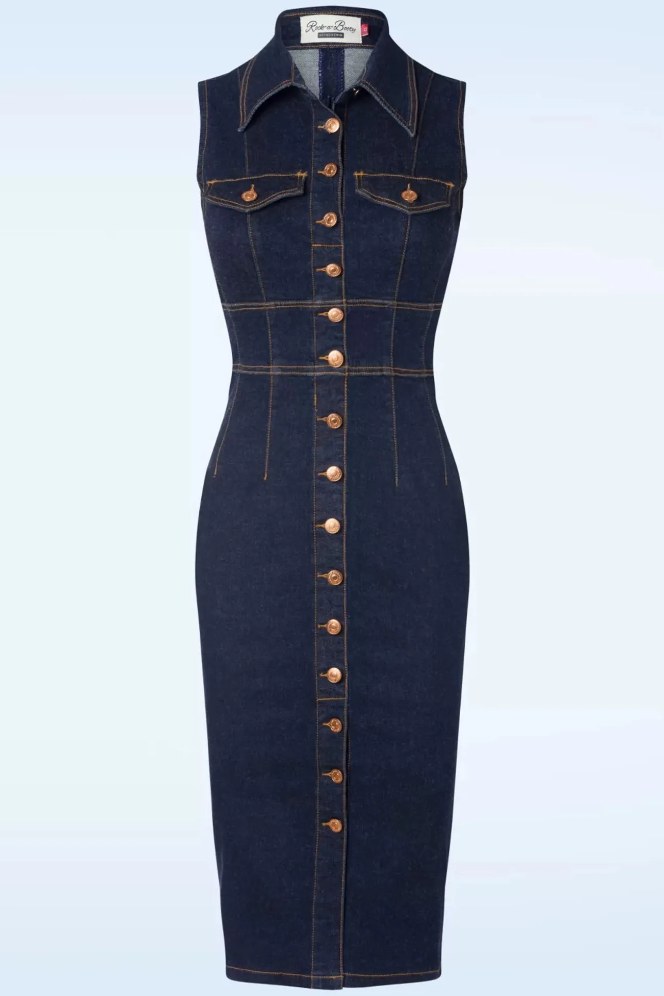 Sadie Pencil Jurk In Classic Denim