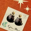 Schattige Kitty Oorbellen In Zwart En Goud