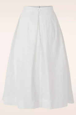Suzette Rosa Broderie Anglaise Rok Met Plooien In Wit