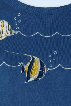 Swimming Fish Short Sleeve Trui In Blauw