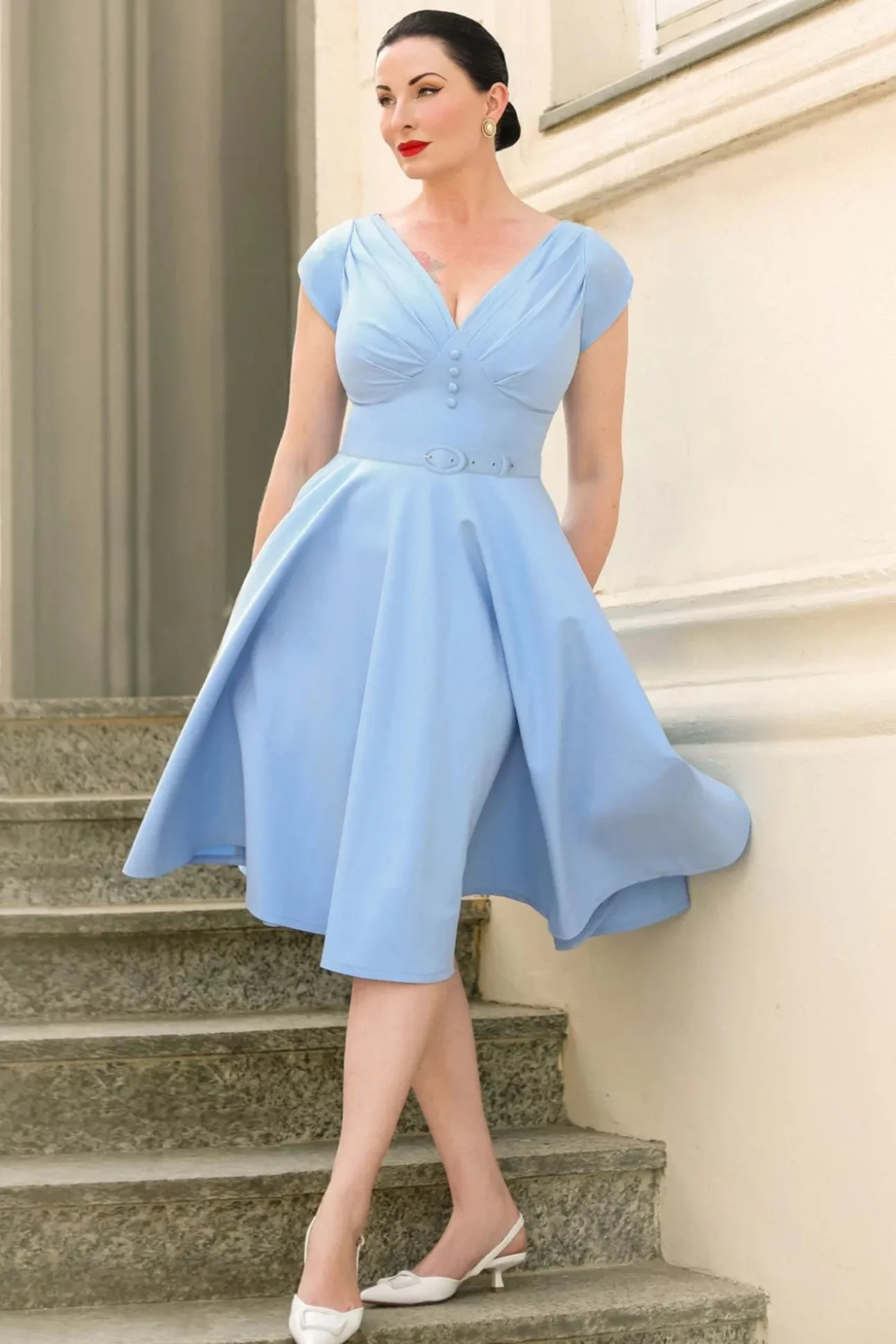 The Jane Swing Jurk In Luchtblauw