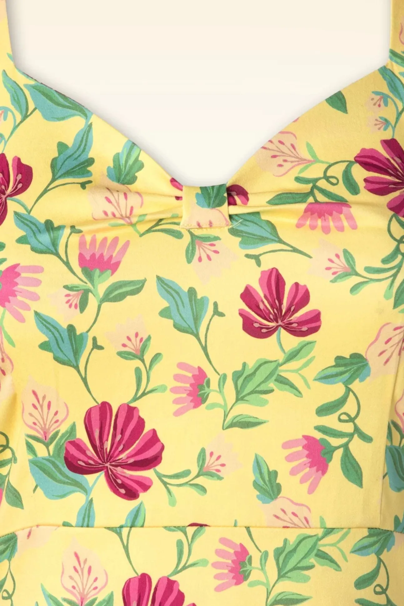Topvintage Exclusive ~ Eliane Floral Swing Jurk In Lichtgeel