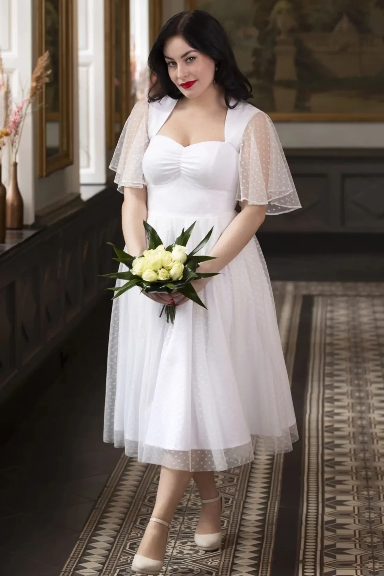 Topvintage Exclusive ~ Holly Bridal Swing Jurk In Wit