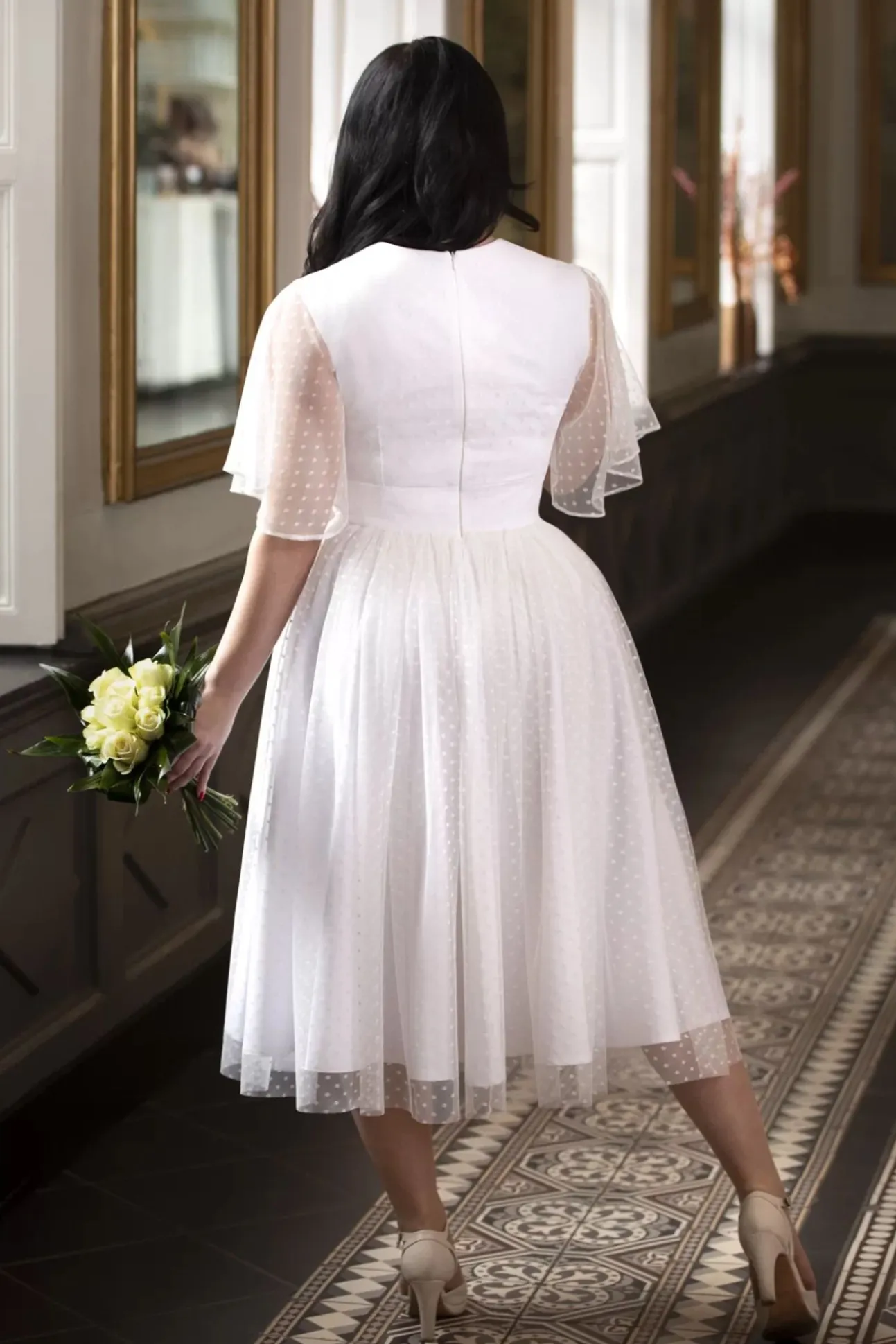 Topvintage Exclusive ~ Holly Bridal Swing Jurk In Wit