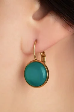 Vergulde Dot Oorbellen In Peacock